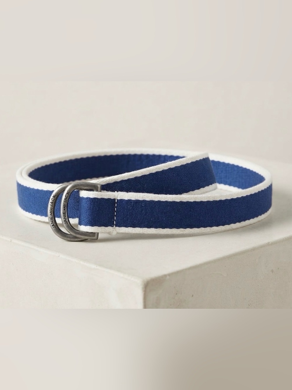 Janie and Jack | Royal Blue White Canvas Belt | 2/3T | 26” L